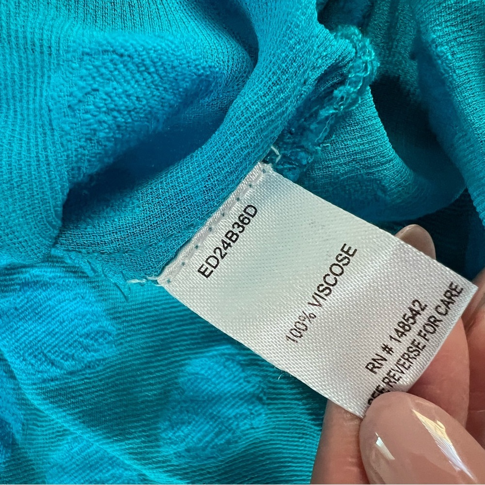 Aratta Silent Journey Top Womens Large Shirt Sheer Turquoise Boho Tassels B4 - Picture 9 of 9